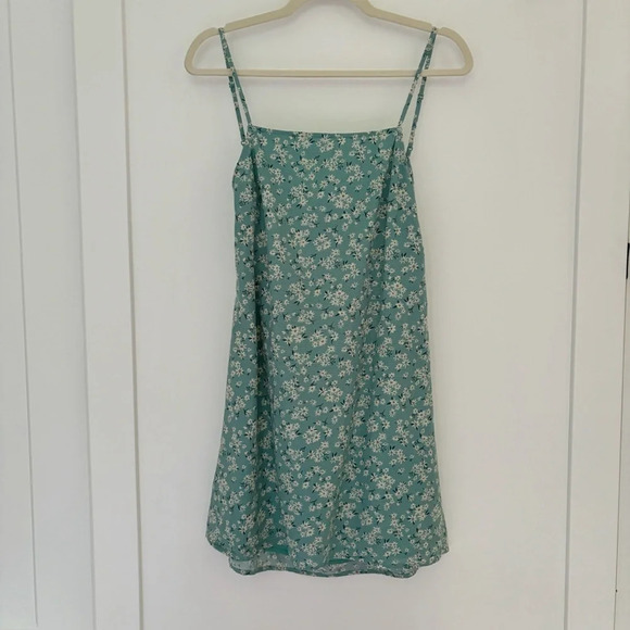 American  Eagle AE Floral Tie-Back Mini Dress Mint Size S Festival Boho Coastal - Picture 3 of 8